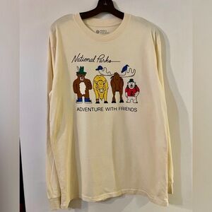 National Parks Project “Adventures With Friends” Cream Cotton Long Sleeve Sz L